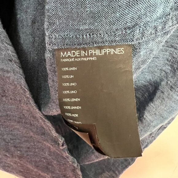 Club Monaco 100% Linen Slim Fit Button Down Shirt Blue Small - Picture 3 of 4